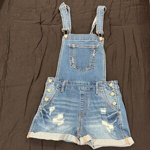 Wax Jean Blue Denim Overall Bib with Tan Label